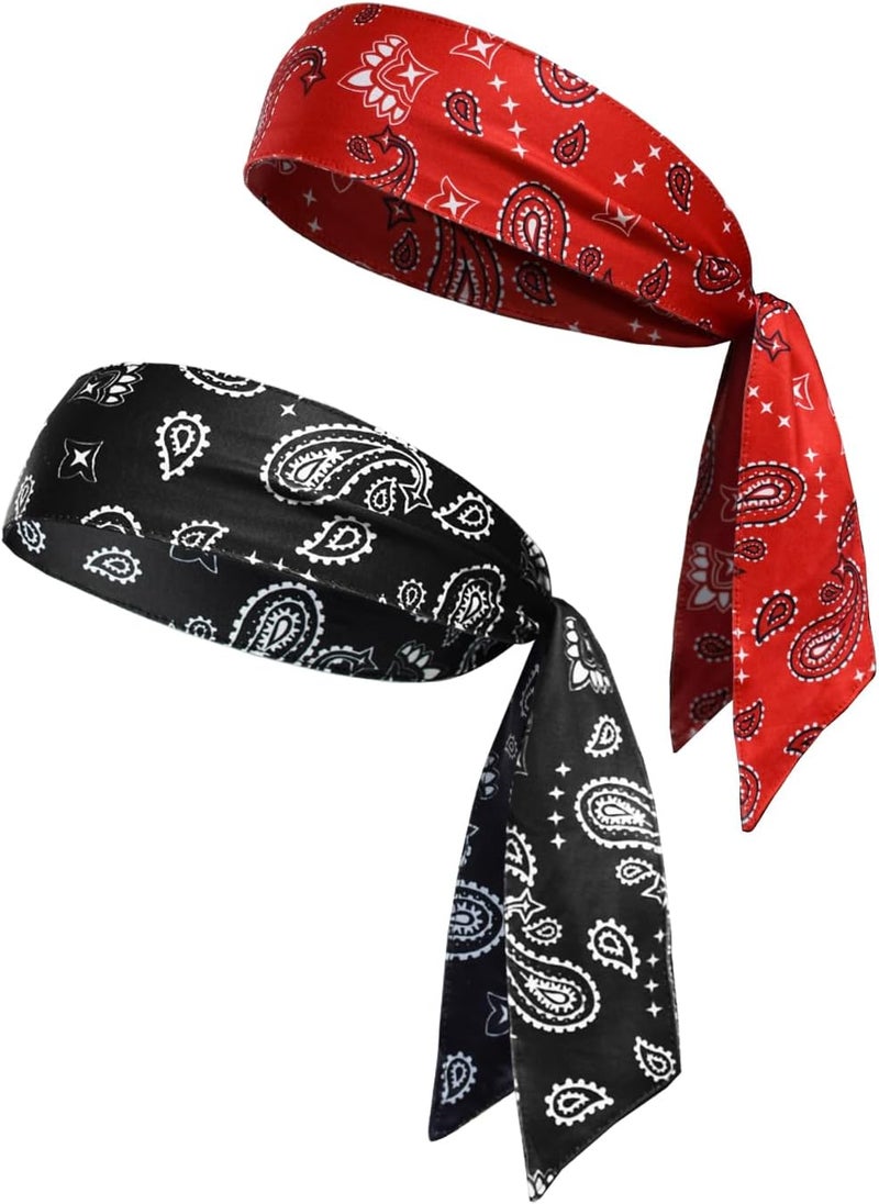 Supeniu Tie Sweatband Headband, Sports Head Ties for Men, Women, Kids, Ninja, Karate, Tennis, Pirate Band Bandana, Athletic Hairband for Basketball, Softball, Running, Workout, Yoga, Volleyball - Image 1